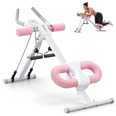 MERACH Entraîneur Abdominal, entraîneur de Muscles abdominaux pour la Maison, Appareil d'entraînement Multifonctionnel pour l'entraînement Complet du Corps, Machine Abdominale avec Moniteur LCD, Rose
