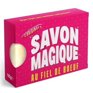 SAVON MAGIQUE au Fiel de Boeuf - Le Détachant Textile Surpuissant Naturel - Le Vrai, l'Original ! - 100 g. Bye-bye les taches coriaces ! Le Savon detachant textile express contre vos taches tenaces