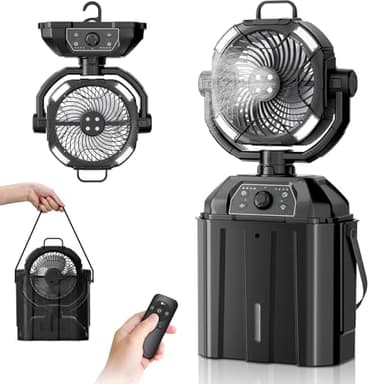 WYRJXYB Ventilateur brumisateur portable de 6 L pour terrasses extérieures, ventilateur de camping rechargeable 20 000 mAh, 4 prises de pulvérisation et lanterne LED