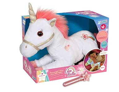 GIPSY TOYS - Peluche interactive – Lica Bella magique – Licorne en peluche toute douce qui s’illumine et émet des sons féeriques, Blanc