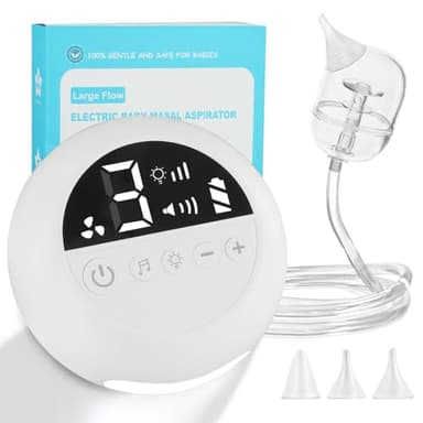 Aofesel Aspirateur Nasal Mouche Bébé Électrique à 9 Niveaux D'aspiration et 3 Embouts en Silicone, aspirateur nasal divisé avec lumière et musique, Rechargeable