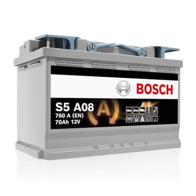 Bosch S5 A08 Batterie Auto 70 A/h - 760 A - Batterie 12 V, AGM Plomb-acide pour Véhicules avec Système Start/Stop, (-) (+), 278 x 175 x 190 mm - Pour Véhicules avec Récupération d'Énergie au Freinage