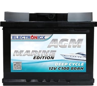 Batterie AGM 80AH 12V Electronicx Marine Edition bateau alimentation bateau batterie 12V batterie profonde batterie bateau batterie voiture batterie solaire batteries solaires