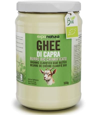 Exponatura Ghee de Chèvre Biologique - Beurre Clarifié selon l'Ancienne Recette Ayurvédique – Idéal pour les régimes Paléo et Keto - Sans Lactose, Extrêmement Digestible - Ghi (500 g)