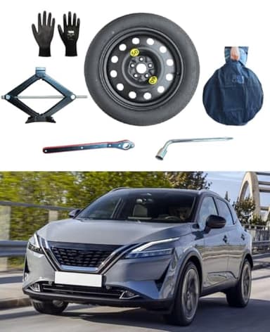 Kit de roue de secours 18" compatible avec Nissan Qashqai E-Power avec Cric, Clé, Gants et Sac