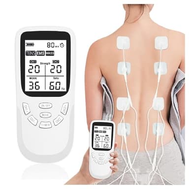 HONGXIAN 3 EN 1 TENS EMS Electrostimulateur Musculaire de Canaux Double pour parfait pour soulager les douleurs et stimuler les Abdominaux, Fesses, Pectoraux, 36 programmes de Massage + 8 électrodes