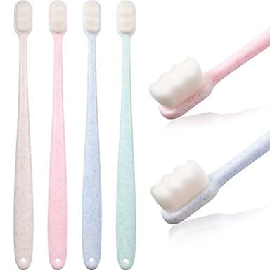 Lot de 4 brosses à dents extra douces 20000 poils micro nano brosse à dents pour gencives fragiles adultes enfants (bleu, vert, rose, beige)