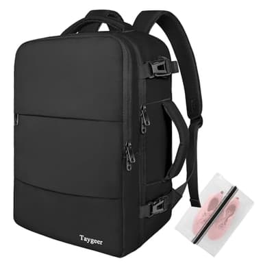 Taygeer Sac a Dos Voyage Cabine Avion, Bagage à Main 45x36x20 Easyjet, Sac à Dos pour Ordinateur Portable 15.6 pouces USB Charging Port, Sac a Dos Voyage Femme Homme Collège Affaire Scolaire, Noir