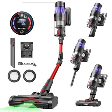 Ultenic U16 Flex Aspirateur Balai sans Fil, 50kPa/60min Aspirateur sans Fil Puissant, Détection GreenEye, Tube Pliable, Brosse Anti-Emmêlement, Appliqué au Tapis, Poils Animaux, Sol Dur et Voiture