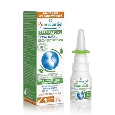 Puressentiel - Spray Nasal Décongestionnant aux Huiles Essentielles Propolis et Echinacée Bio - Pour nez bouché, irrité et qui coule - Rhume - Eau de mer -15ml