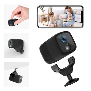 UCOCARE Mini Camera Espion sans Fil WiFi, Camera Surveillance WiFi Interieur sans Fil, Batterie 5200mAh, HD Mini Camera, Angle Vision 160°, AI Détection Alerte, 10m Vision Nocturne, Support SD/Cloud