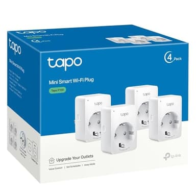 Tapo Prise Connectée WiFi, Prise Intelligente compatible avec Alexa et Google Home, 10A Type F, Contrôler le radiateur, la cafetière, la lampe à distance, aucun hub requis, Tapo P100(4-pack)