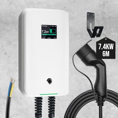 Morec 7kw ev Chargeur Monophasé Type 2 32A Station de Charge EU Standard wallbox IEC 62196-2 avec câble d'alimentation pour boîte de Distribution Boîte Rapide 6,1 m