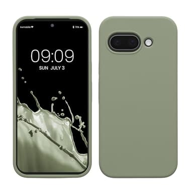 kwmobile Housse Compatible avec Google Pixel 9a Coque - Housse de téléphone Protection Souple en TPU Silicone - Vert Gris
