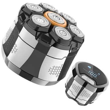 Hatteker Rotatif Rasoir Electriques Hommes tete Rasée/Chauve Tondeuse crane Chauve Tondeuse à Barbehumide/Sec étanche IPX6 Rechargeable (Silvery)