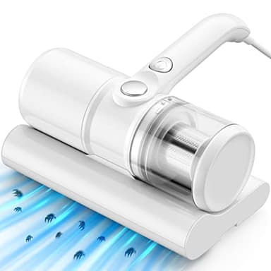 Vihoom Nettoyeur de matelas avec lumière UV et réservoir à poussière permanent HEPA 300 W Aspirateur anti-acariens pour canapé, matelas, textile (réutilisable) Blanc