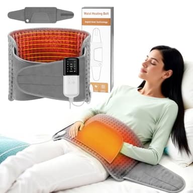 Coussin Chauffant Electrique 125x30cm,Ceinture Lombaire Chauffante,avec 4 Réglages de Minuterie, 10 Température,Pour Dos Cervicales Abdomen,Lavable en Machine