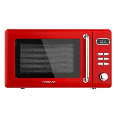 Cecotec Micro-ondes Digital avec grill Proclean 5110 Retro Red, 20 L, 700 W sur 5 niveaux, minuterie jusqu'à 60 min, 8 programmes et mode décongélation, design vintage en rouge