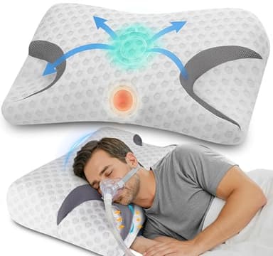 Hydomi CPAP Oreiller en mousse à mémoire de forme pour les personnes dormant sur le côté, apnée du sommeil, oreiller nasal adapté à tous les utilisateurs de masques, soutien orthopédique du cou pour