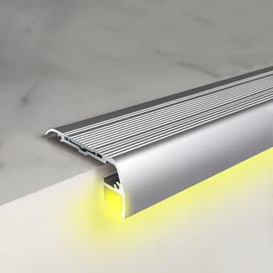 Nez de Marche Bande De Protection De Bordure D'escalier En Forme De L Avec Canal LED Lumineux, Garniture De Bord De Nez De Marche En Aluminium Pour Marches En Bois Et Béton, Bandes De Roulement En Vin