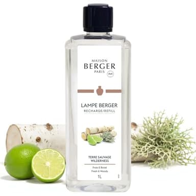 MAISON BERGER – Recharge Lampe Berger Terre Sauvage 1 Litre – Feuilles de Tomate & Patchouli – Parfum Vert boisé & Authentique – Neutralisation des odeurs – Fabriqué en France