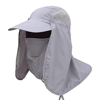 Dricar Casquette de Protection Anti-UV UPF 50+ à Rabat, Casquette Protection Soleil Amovible pour l'Extérieur Pêche Randonnée Trekking pour Hommes et Femmes(Gris Clair)