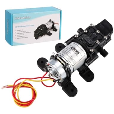 HSEAMALL DC 12V pompe à eau à membrane haute pression, pompe de pulvérisateur électrique auto-amorçante avec interrupteur de pression 100PSI 4L/Min pour RV caravane bateau nettoyage