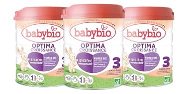 Babybio - Lait Infantile - Optima 3ème Âge avec Fibres - 800g - dès 10 Mois - BIO - Fabriqué en France - Sans Huile de Palme - Lot de 3