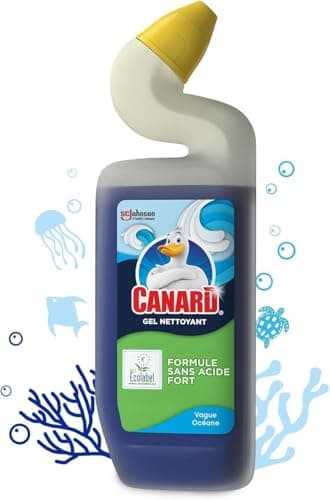 Canard WC Gel Nettoyant Formule Sans Acide Fort - Elimine Taches & Calcaire - Parfum Vague Océane - 750 ml