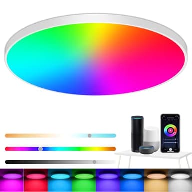 Eregou dimmable LED plafonnier, 24W 2400lm intelligent RGB LED plafonnier alexa, Salon lumière ip44 chambre à coucher lumière, compatible avec Alexa app Google assistant, 2700k - 6500k