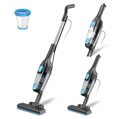 Aspirateur Balai avec Fil, Aspirateur Balai Filaire Puissant 20Kpa 600W, 3 en 1 Aspirateur à Main avec 5m Long Câble, Aspirateur sans Sac Léger Anti-Emmêlement pour Poils d'animaux Tapis Sol Dur