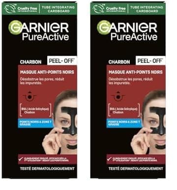 Garnier - SkinActive - Pure Active - Masque Peel-Off Anti-Points Noirs - Peaux Grasses à Imperfections - 50 ml (Lot de 2)