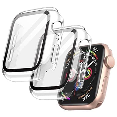 JETech Coque avec Protection D'écran pour Apple Watch SE 3/2/1 (2025/2022/2020) / Series 6 5 4 40mm, étui de Protection Complète, Film en Verre Trempé Intégré Haute Sensibilité, Lot de 2 (Clair)
