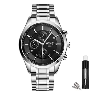 BOSCK Non Chronographe Montre Homme Acier 30M Etanche,Mode Analogique Classique Affaires Montres Bracelet pour Homme,Montres Hommes Anti Rayure étanche Automatique Homme Meilleur Cadeau Décontractée
