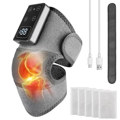 Appareil de massage de genou Chaleur : genouillère chauffante électrique 3 en 1 Vibration infrarouge Appareil de massage du genou sans fil Appareil de massage du genou Soulagement de la douleur 5