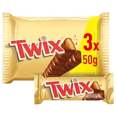TWIX - Barres chocolat au lait, caramel et biscuits - 3 sachets de 50g - 150g