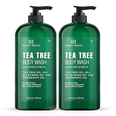 Botanic Hearth Gel douche arbre à thé, aide à soulager les ongles, les pieds d'athlète, les teignes, les démangeaisons, l'acné, l'eczéma et les odeurs, apaise les démangeaisons, favorise une peau et