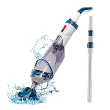 Enhulk Aspirateur de Piscine sans Fil, 60 mins de Autonomie, Perche Télescopique 222cm, 4 Filtres, Débit d’Aspiration Jusqu’à 4200 L/H, Nettoyeur Électrique pour Piscines Hors-Sol/Spas, Bleu