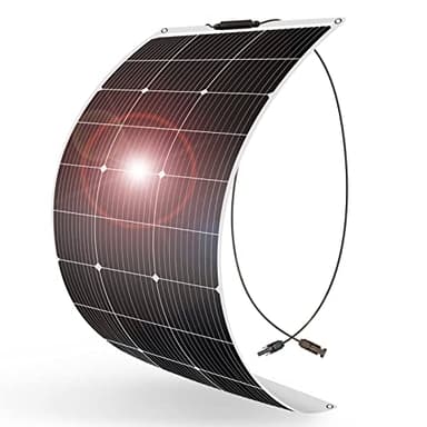 DOKIO Panneau Solaire Souple 100W 12V Monocristallin Semi-Flexible pour Camping-Car, Camper, Van, Bateaux et Autres Surfaces Inégales