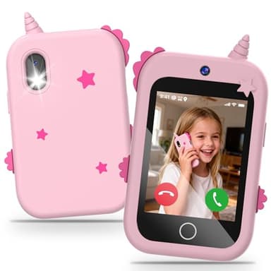 4G Téléphone Portable pour Enfants, Smartphone Enfant avec GPS Appel Vidéo Chat Familial SOS Double Caméra Podomètre Alarme Mode école, Téléphone Mobile Intelligent Cadeau d'anniversaire de Noël(Rose)