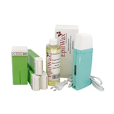 EpilWax - Kit Chauffe Cire Épilation Professionnelle avec 4 x Recharges Roll on Cire à l’Aloé Vera, 100 x Bandes d'Épilation et Huile après Épilation - Gamme Royal