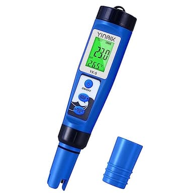 YINMIK Testeur pH et Sel Piscine, Le Testeur Salinité PPT et pH Metre pour Piscine au Sel, Le Testeur TDS EC de Salinité pH 5 en 1 pour Aquarium, Eau Potable, Hydroponie, Eau Salée, SPA, Brassage
