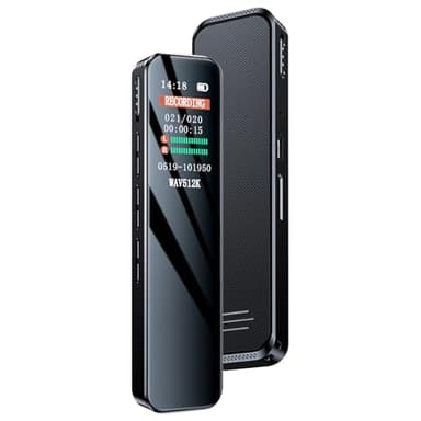 Dictaphone numérique 64Go, Enregistrement en Une Touche, Commande vocale, 1536 kbps HD enregistreur Vocal Portable, Lecture Microphone, pour interviews Classes conférence