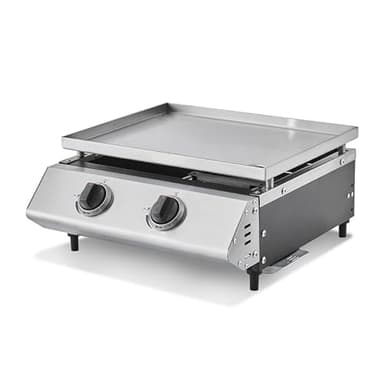 COOKING BOX - Plancha gaz Cadix 2 feux - Surface de cuisson 45,5 x 36 cm - plaque inox - 2 brûleurs - Tiroir graisse - Jusqu'à 6 convives - 6,3 kW