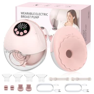 HOMGEN 2PCS Tire-lait électrique Portable Mains Libres, Extracteur de Lait Maternel Sans Fil avec écran LED, Pompe à Lait Rechargeable 1200mAh avec 4 Modes et 12 Niveaux, Facile à Nettoyer