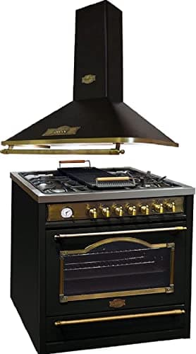 Kaiser Cuisinière HGE 93555 Em+A 9315 Em, Cuisinière électrique à gaz rétro 90 cm +hotte aspirante 90 cm