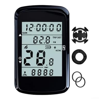 Compteur de vélo sans fil avec navigation GPS, écran LCD de 6,1 cm, longue durée de vie de la batterie, compteur de vitesse, compteur kilométrique pour VTT (ordinateur + extension)