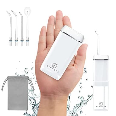 Hydropulseur Jet Dentaire Électrique Mini Portable Professionnel,Réservoir d'eau rétractable/IPX7 Étanche/3 Puissances Réglables,pour Voyage et Maison Soins Hygiène de Dents