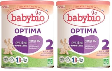 Babybio Laits Infantiles Optima 2 Formule Avec Fibres De 6 À 12 Mois 400g (Lot de 2)