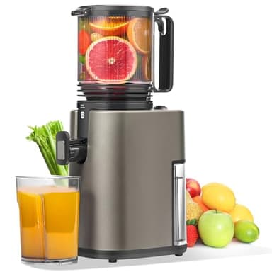 Extracteur de Jus de Fruits et Légumes, Ouverture de 13.5cm capacité de 2L Machine a Jus de Fruit, Slow Jucier Facile à installer (Matte Gris)